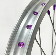 Warp 9 E Ride Pro Front & Rear 21" / 18" Wheel Set Silver Rim & Spokes, Purple Hub & Nipples W/ Titanium and Tire Complete Warp 9 Racing