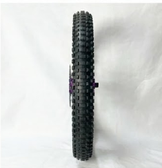 Warp 9 E Ride Pro Front & Rear 21" / 18" Wheel Set Silver Rim & Spokes, Purple Hub & Nipples W/ Titanium and Tire Complete Warp 9 Racing