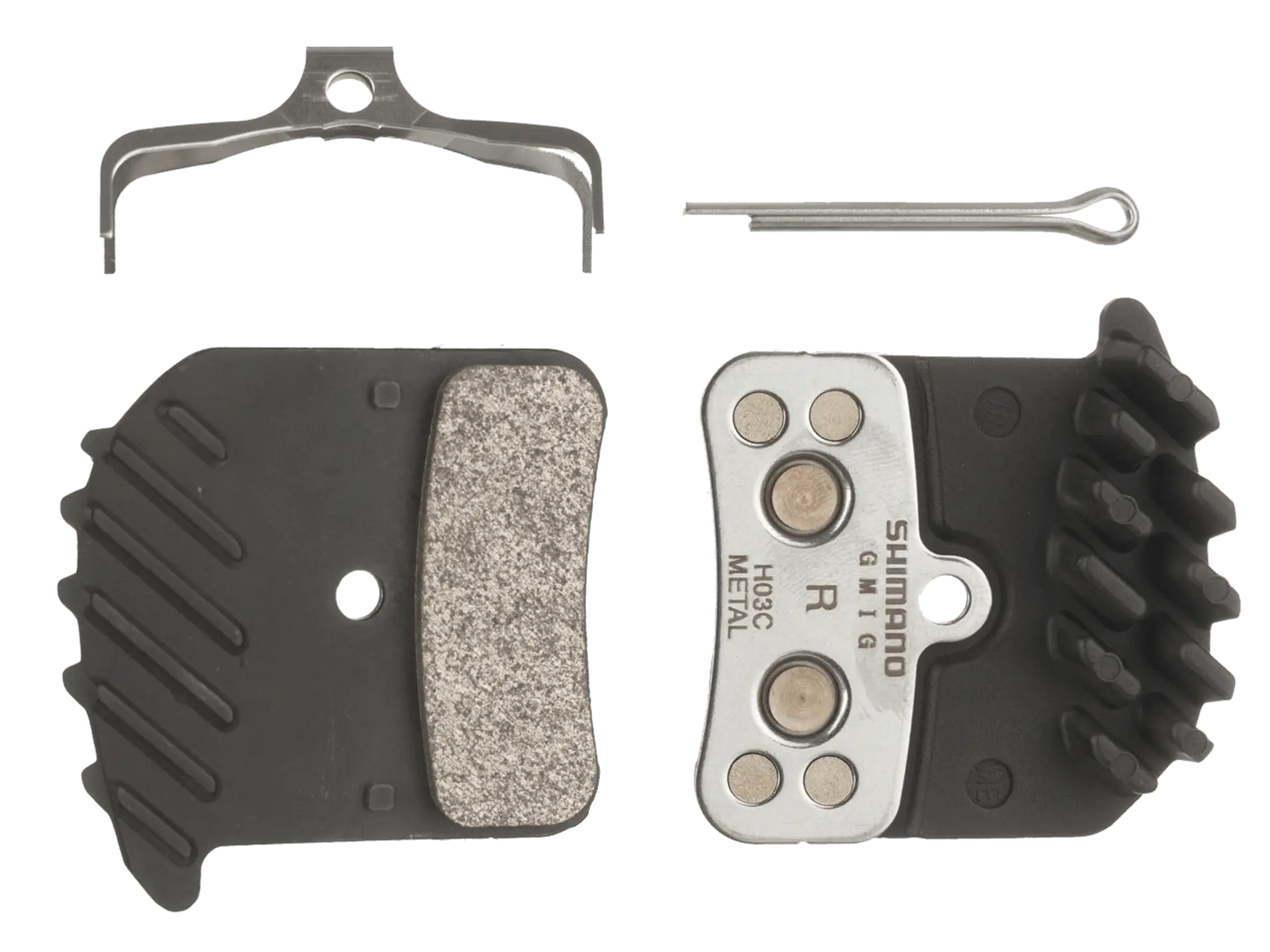 Shimano H03C-MF Disc Brake Pad/Spring - Metal Compound, Finned Aluminum Backplate, One Pair BIKEFACTORY Hawaii