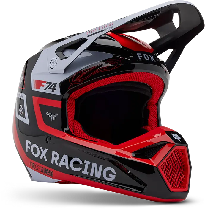 Fox Racing Fluorescent Red Youth V1 Race Spec Full Face Helmet Fox Racing