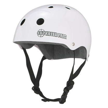 187 Killer Pads PRO SKATE HELMET with Sweatsaver Liner- Glossy White- S