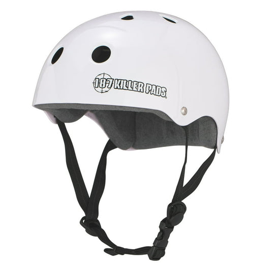 187 Killer Pads PRO SKATE HELMET with Sweatsaver Liner- Glossy White- S