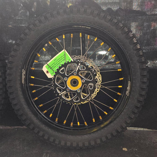 Warp 9 E RIDE Pro-SS Front & Rear Wheel 16" Black Rim, Gold nipples & hubs Complete w/ Titanium and Tire
