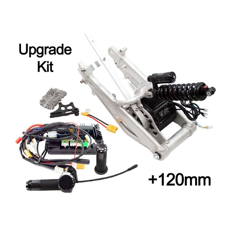 Burromax Extended LONG Swingarm TT1600R Performance Upgrade, 2.5Kw Motor, 120mm Over Stock Extended Swing Arm, 230mm Shock and 60A Controller (#16057)