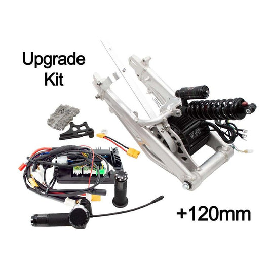 Burromax Extended LONG Swingarm TT1600R Performance Upgrade, 2.5Kw Motor, 120mm Over Stock Extended Swing Arm, 230mm Shock and 60A Controller (#16057)