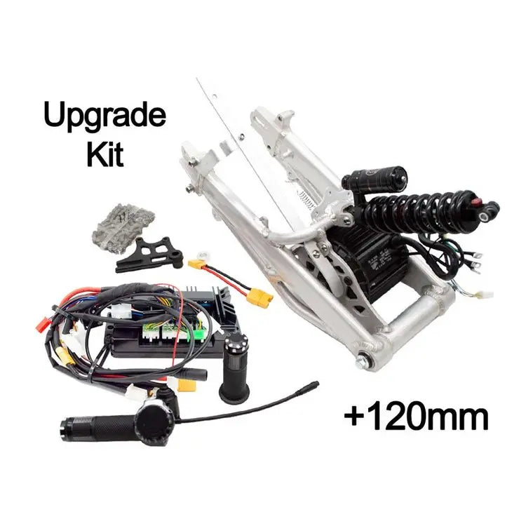 Burromax Extended LONG Swingarm TT1600R Performance Upgrade, 2.5Kw Motor, 120mm Over Stock Extended Swing Arm, 230mm Shock and 60A Controller (#16057) Burromax