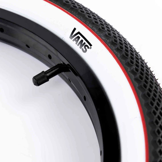 Cult Vans Juvenile 16" x 2.3" Tire Black w/White Sidewall & Red Stripe
