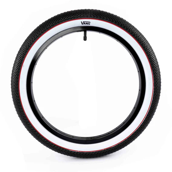 Cult Vans Juvenile 16" x 2.3" Tire Black w/White Sidewall & Red Stripe
