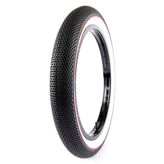 Cult Vans Juvenile 16" x 2.3" Tire Black w/White Sidewall & Red Stripe