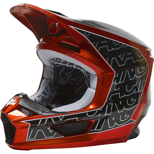 Fox Racing Youth V1 Peril Full-Face Helmet - Flo Red, Medium