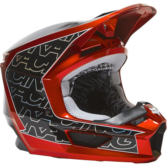 Fox Racing Youth V1 Peril Full-Face Helmet - Flo Red, Medium