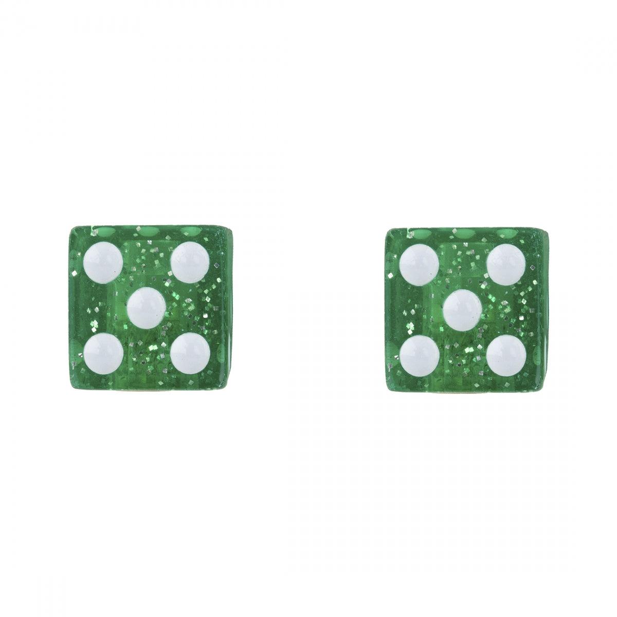 Trik Topz Dice Glitter Green Valve Caps (1pr)