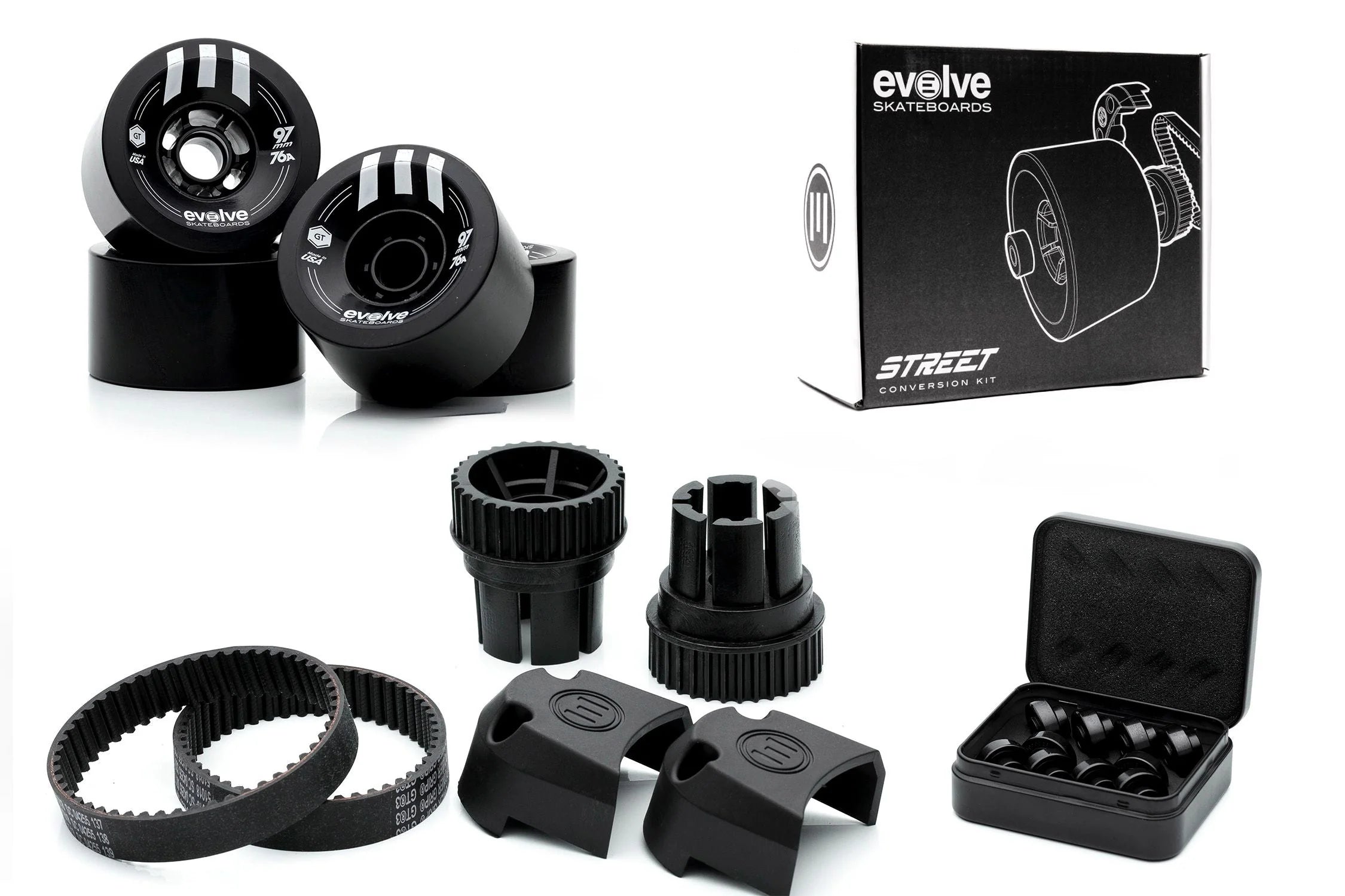 Evolve Street Conversion Kit - Black - Wheels (3000w) - Gear (32T)
