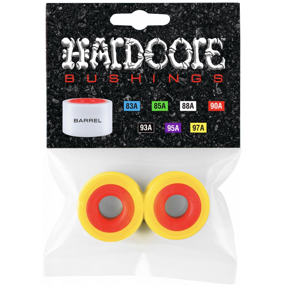 Hardcore Bushings Barrel Bushing 97A - Yellow/Red (2 Bushings - 1 Trucks)
