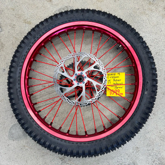 Warp 9 Front & Rear Wheel Red Hub, Red Rim, Red Spokes, Red Nipples w/ Titanium Rotor Bolts Complete Warp 9 Racing