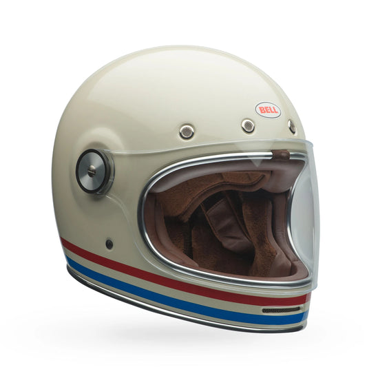 Bell Bullitt Full Face Helmet Stripes Gloss Pearl White/Oxblood/Blue Medium