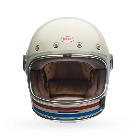 Bell Bullitt Full Face Helmet Stripes Gloss Pearl White/Oxblood/Blue Medium