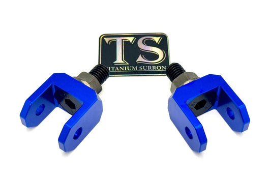 Titanium Surron Footpeg Bracket Connectors in Solid Color for Emoto Blue