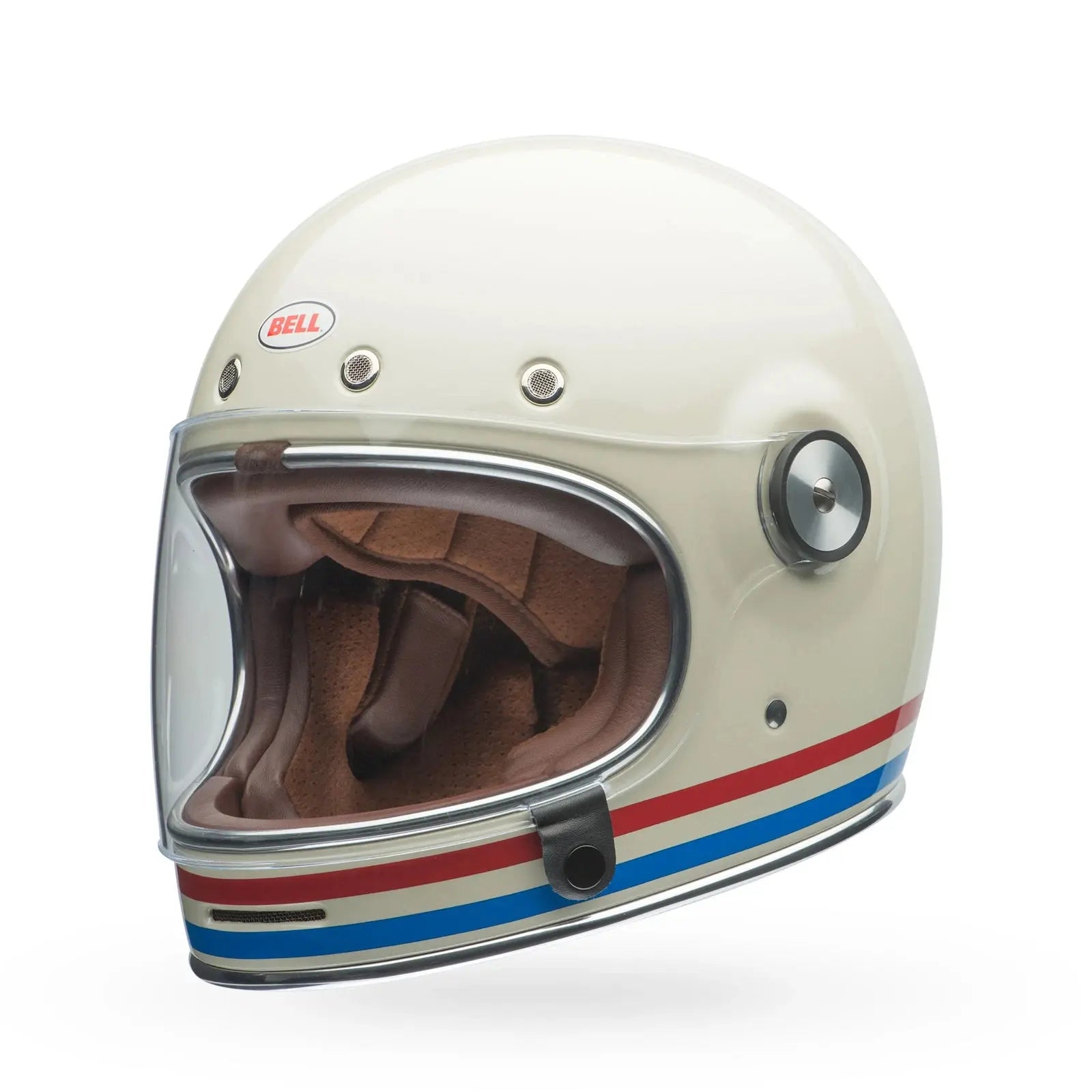 Bell Bullitt Full Face Helmet Stripes Gloss Pearl White/Oxblood/Blue Medium Bell