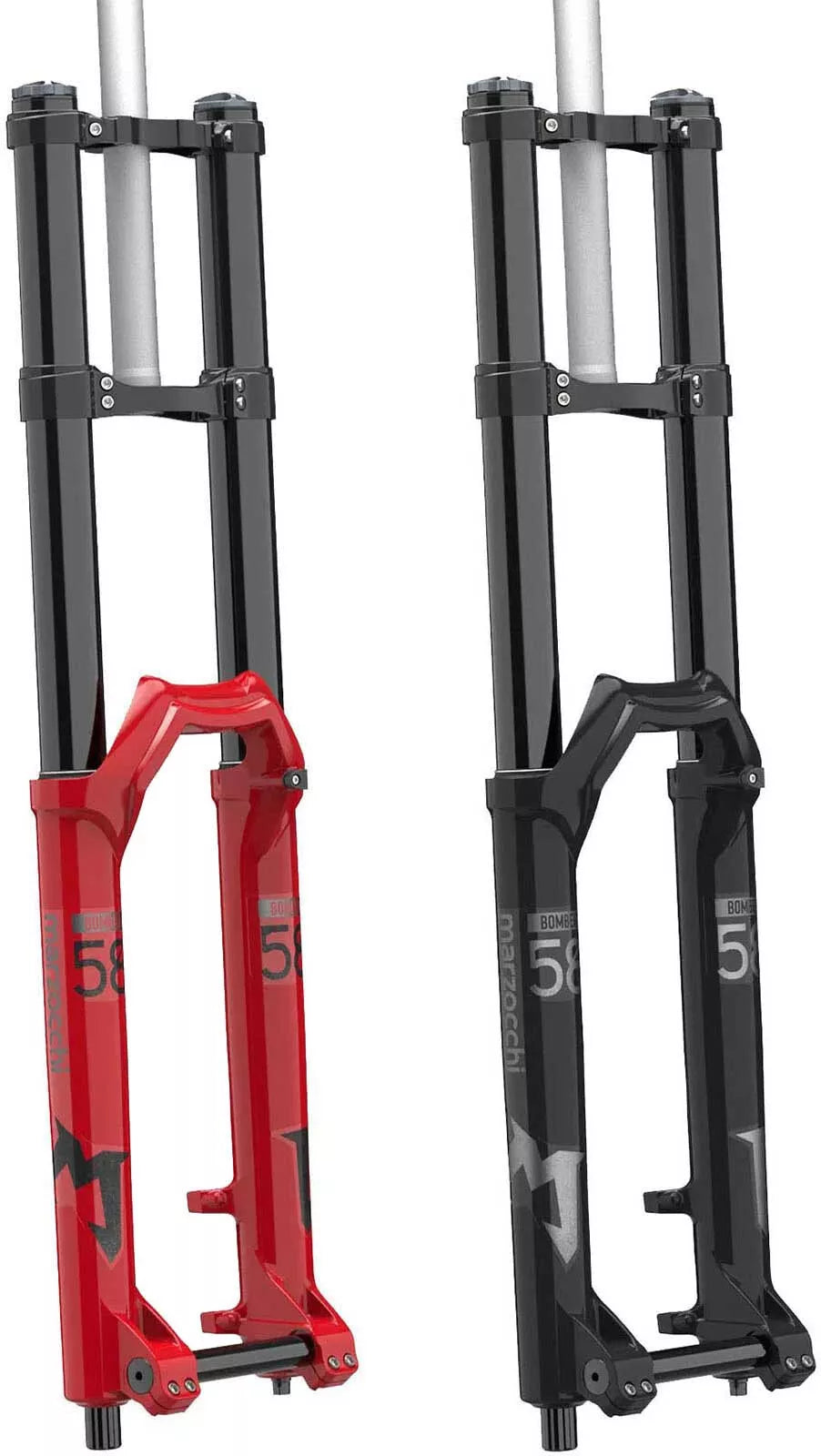 Marzocchi Bomber 58 Suspension Fork: 27.5", 203mm Travel 20 x 110mm, SHINEY BLACK