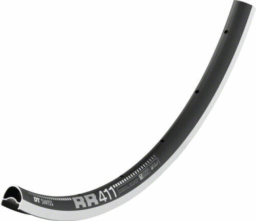 DT Swiss RR 411 700c Tubeless-Ready Road Rim: 24H - Black
