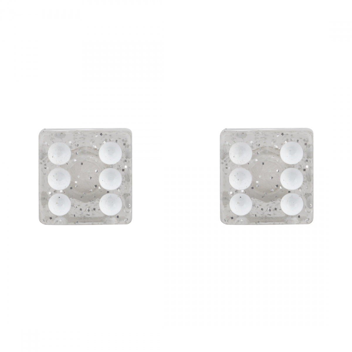 Trik Topz Dice Glitter Silver Valve Caps (1pr)
