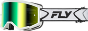 FLY RACING ZONE GOGGLE WHITE/BLACK W/ IRIDESCENT GRN MIRROR LENS